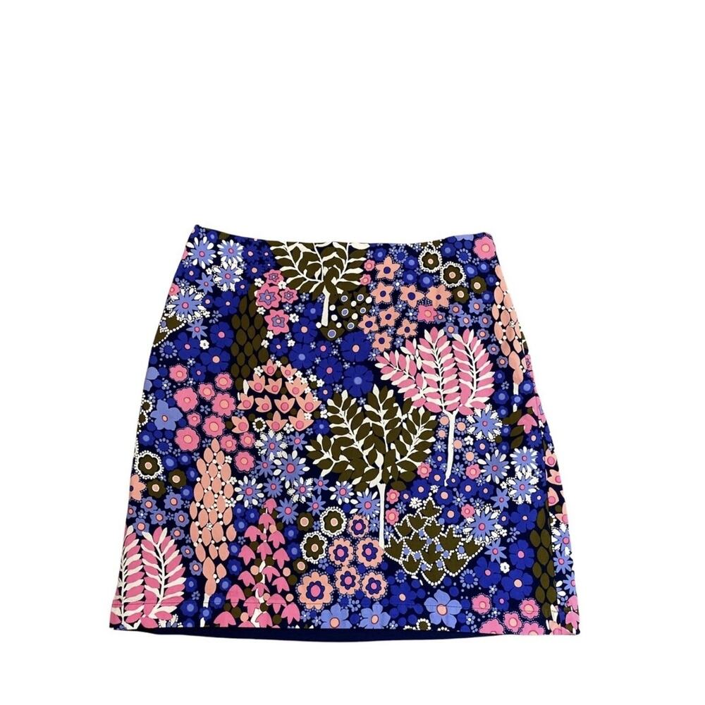 New Talbots Women's 4 Floral Print Pencil Skirt Stretch Cotton Lined Church Prep